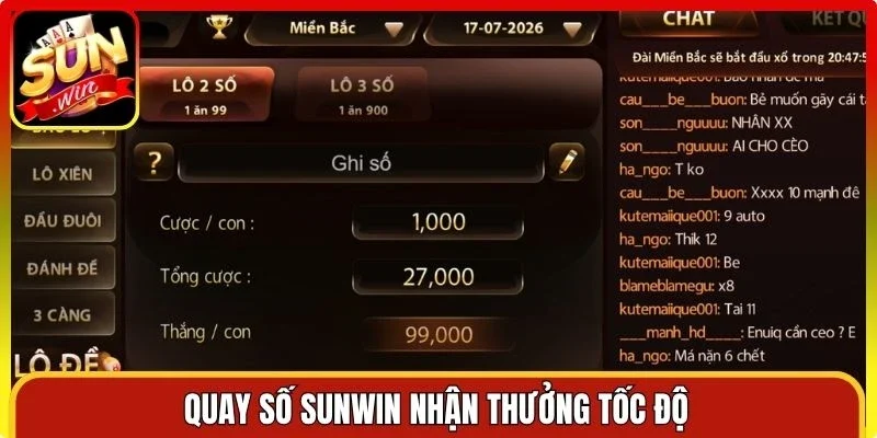 Quay số Sunwin nhận thưởng tốc độ